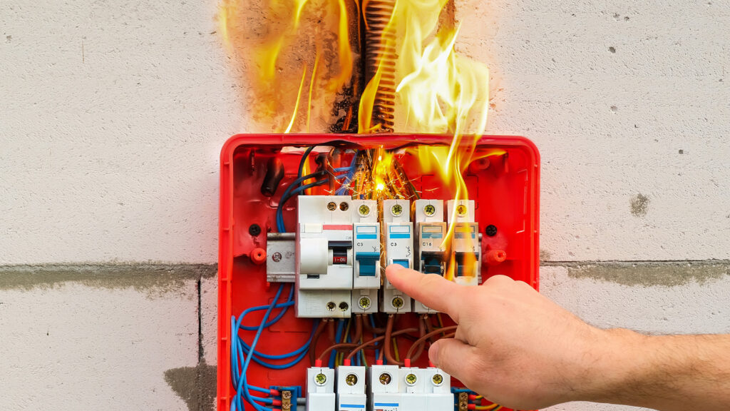 fire on the mains safety switch electrical emergency